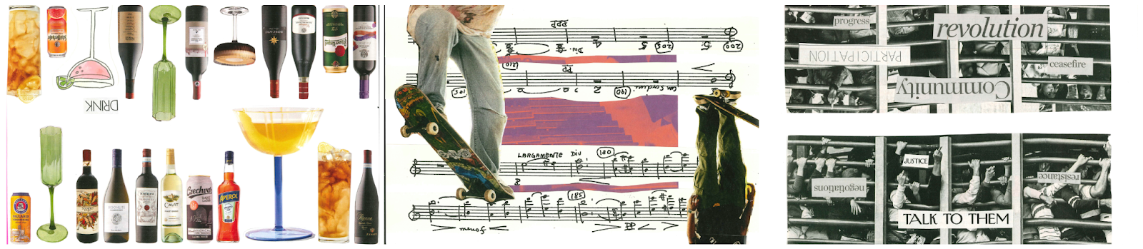 Figure 4: Scans of collages 1, 2, and 3 from BEEP zine Bar edition.