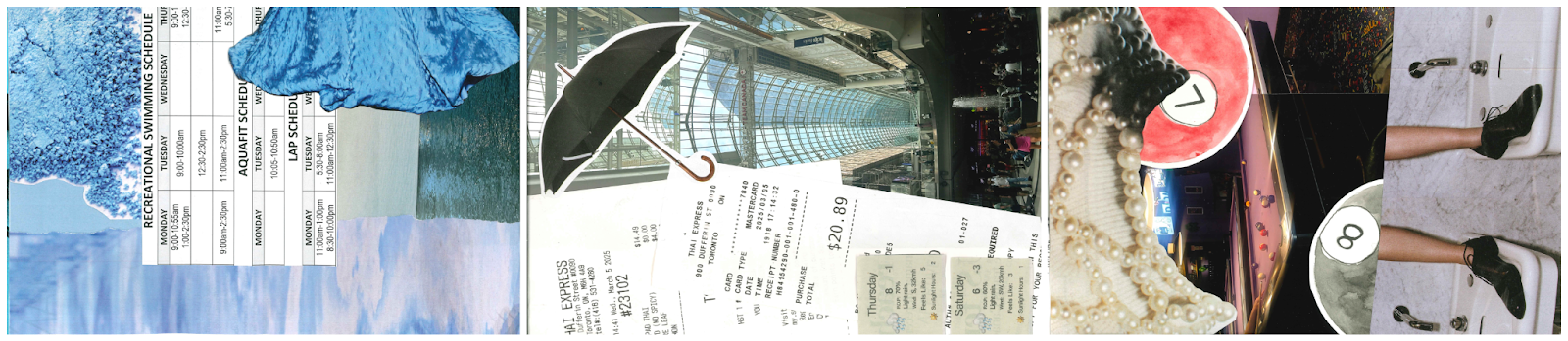 Figure 5: Scans of collages 1, 2, and 3 from BEEP zine Pool edition. 